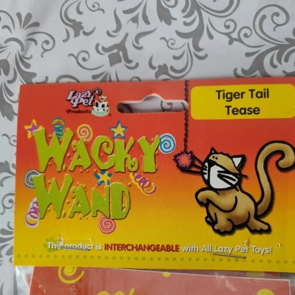Lot of 3 Lazy Pet Interactive Tail Tease Cat Toy Green, Orange, & Yellow C10